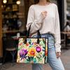 Boho Floral Print Casual Canvas Tote Bag Reusable Lightweight Women Daily Handbag