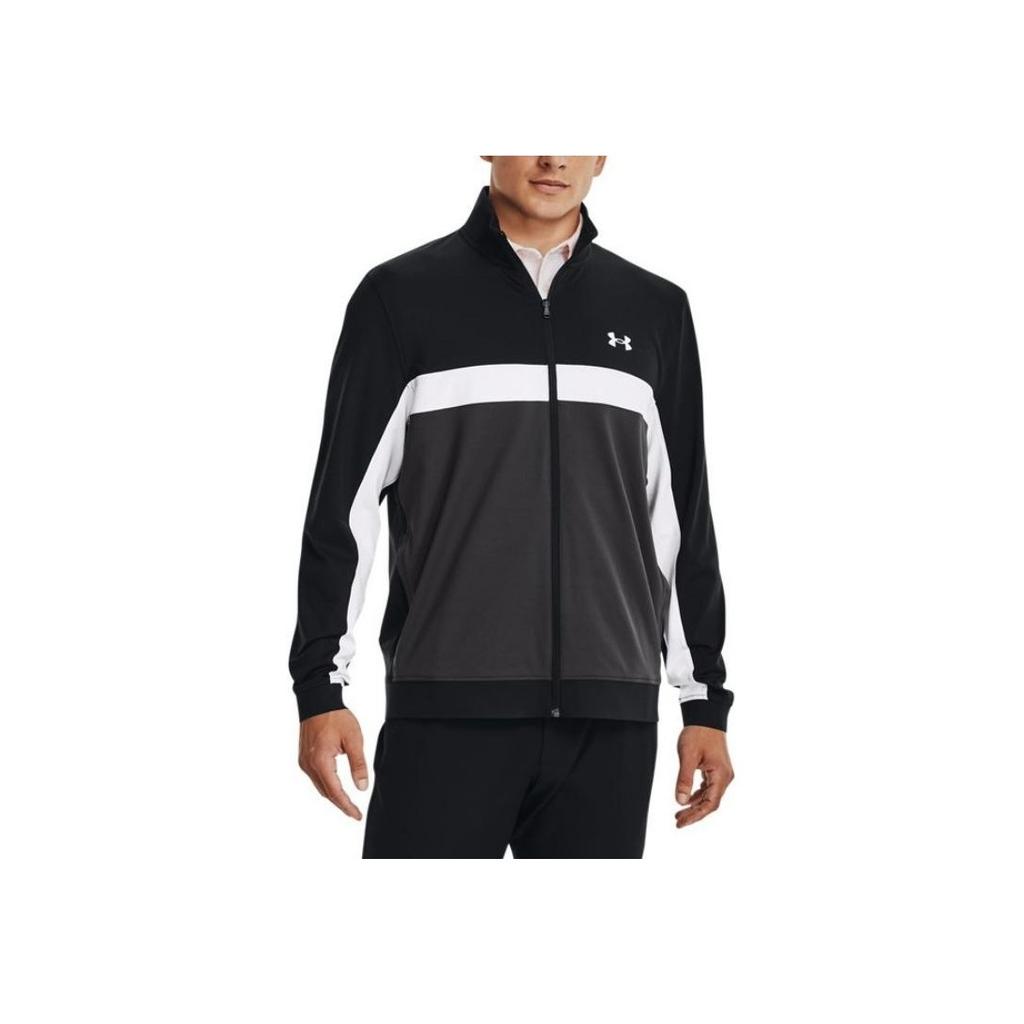 Under Armour Storm Color Block Striped Logo Zip Baseball Jacket Men Jackets Black 1370123-001