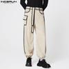 INCERUN Autumn Men Casual Zip-up Waist Stitching Lace-up Corduroy Long Harem Pants Trousers 