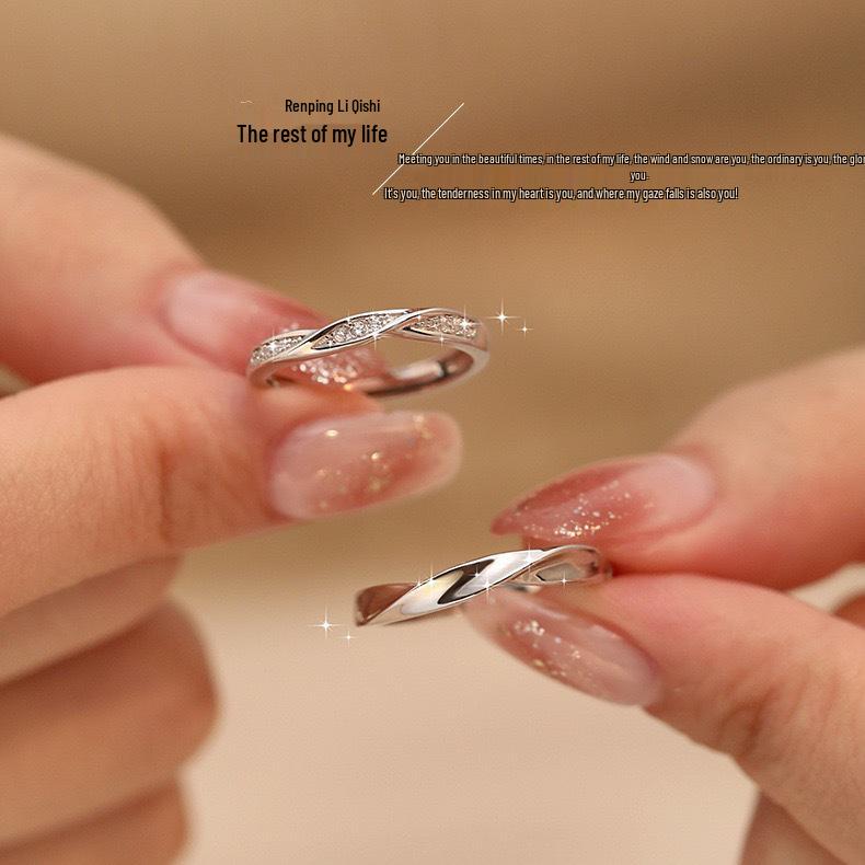 Intertwined Mobius Couple Rings: Twin Knot Design, Perfect Valentine's Gift