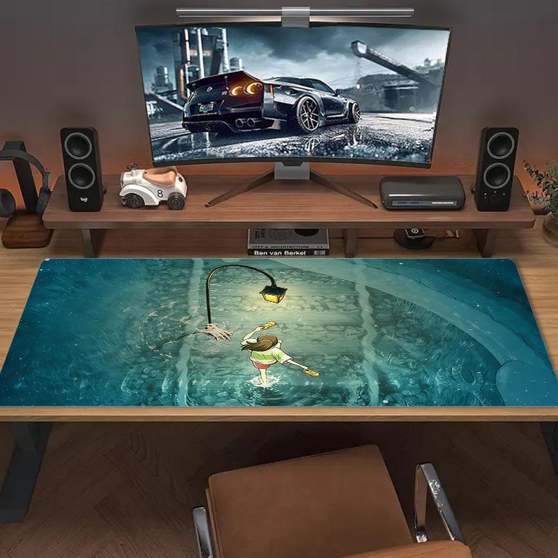 Spirited Away Print Cushion Non-slip Laptop Tablet Big Mousepad XXL Mat Mini PC Playmat With Lock edge