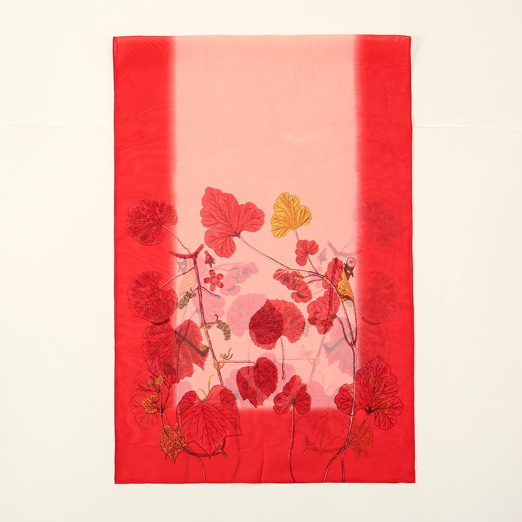 Spring Summer Printed Chiffon Silk Shawls Ginkgo Leaf Scarf Compact Lightweight Scarf Travel Sun Protection Scarf Wrap For Women