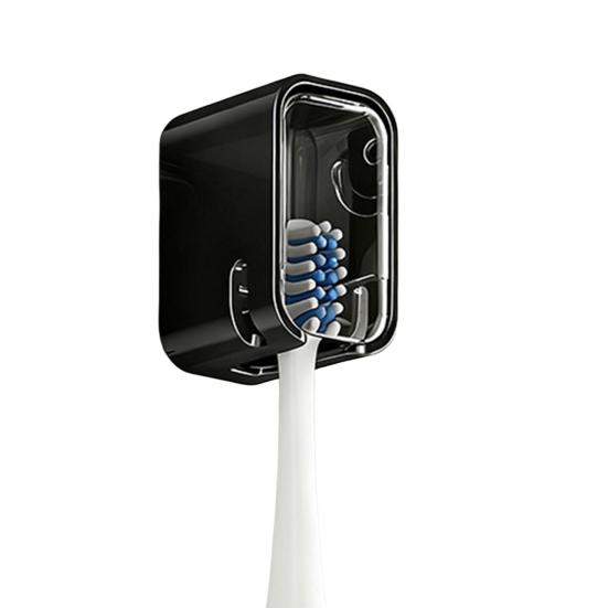 Elektrischer Zahnbürstenhalter Wandmontiert Staubdicht Transparente Klappabdeckung Kein Bohren Starker Klebstoff Feuchtigkeitsbeständig Wasserdicht Zahnbürsten-Organizer