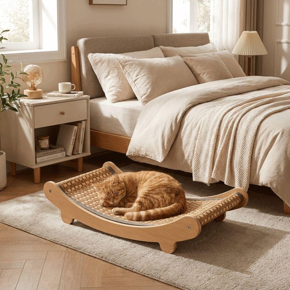 Arc Shaped Cat Rocking Chair Wear-Resistant Cat Sleeping Bed Cat Scratching Pads Playing
