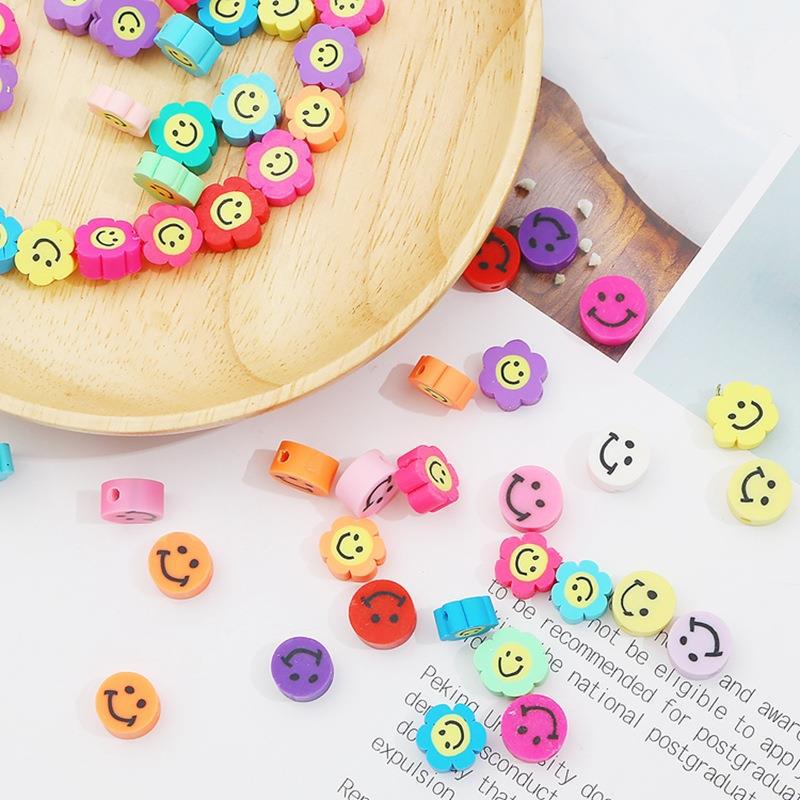 Colorful Sunflower Smiley Face Polymer Clay Beads for DIY Earring and Jewelry Making