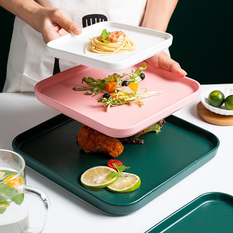 Nordic Restaurant Household Steak Plate Square Pizza Plate Pasta Plate Heart Plate Creative Tableware Microwave Oven