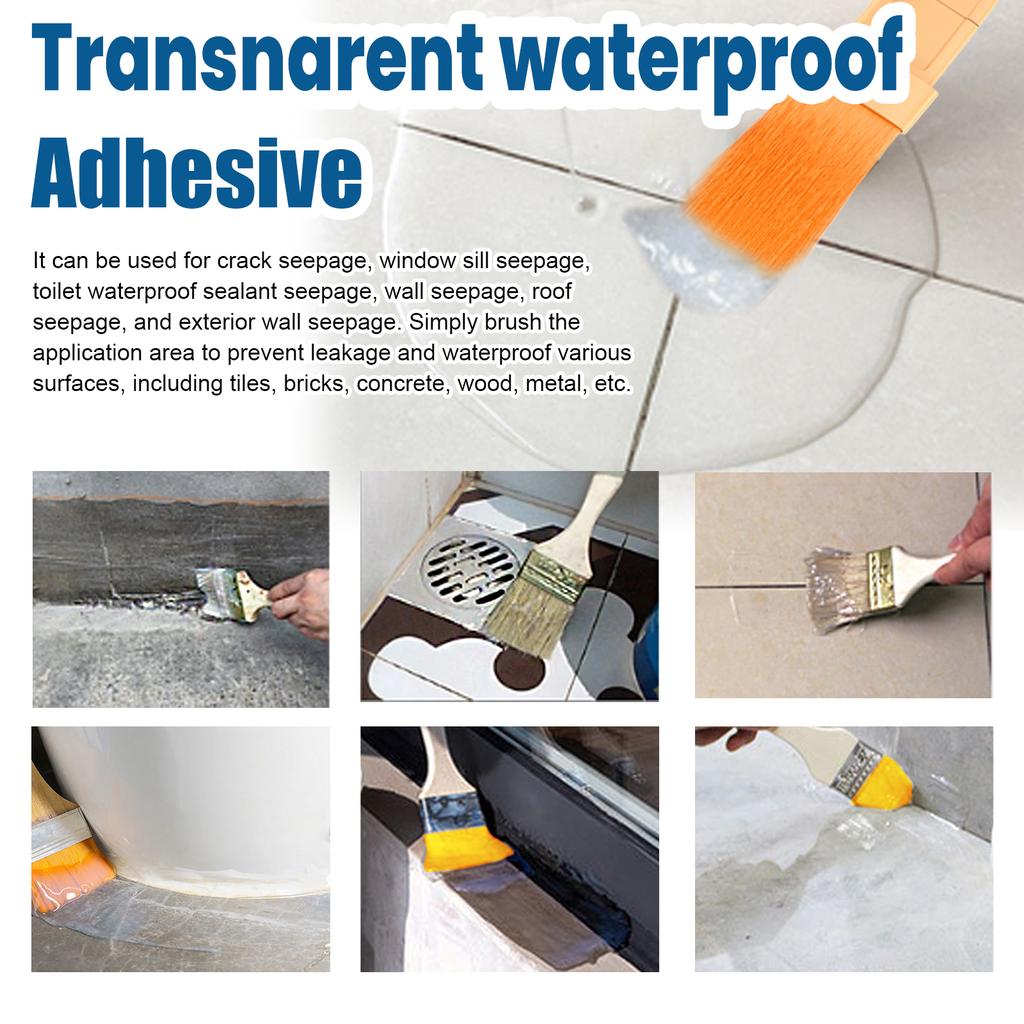 Transparent Waterproof Sealant Bathroom Balcony Roof Leak Repair Tiles Flexible Coating Crack Easy Apply All Weather Protection