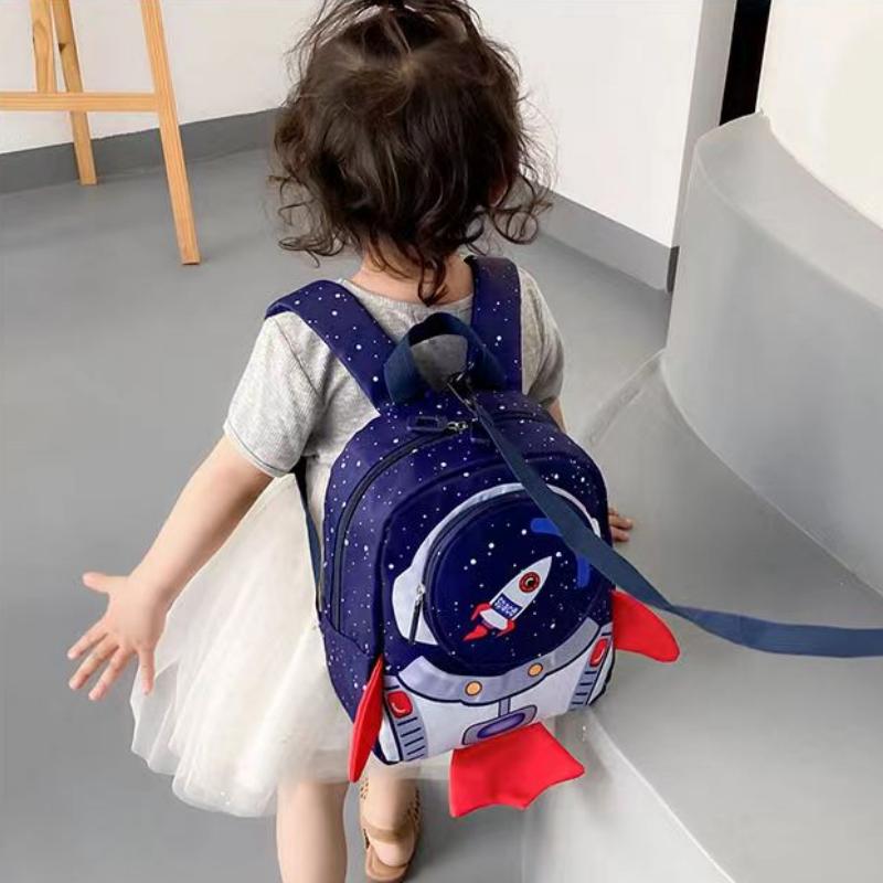 Kids Backpack with Safety Guide 3d with Drawing Rocket Lightweight School