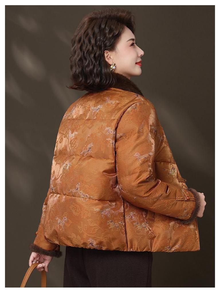 2026 Year of the Horse Benmingnian Winter Down Jacket for Middle-Aged and Elderly Women - New Chinese Style Tang Suit Outerwear