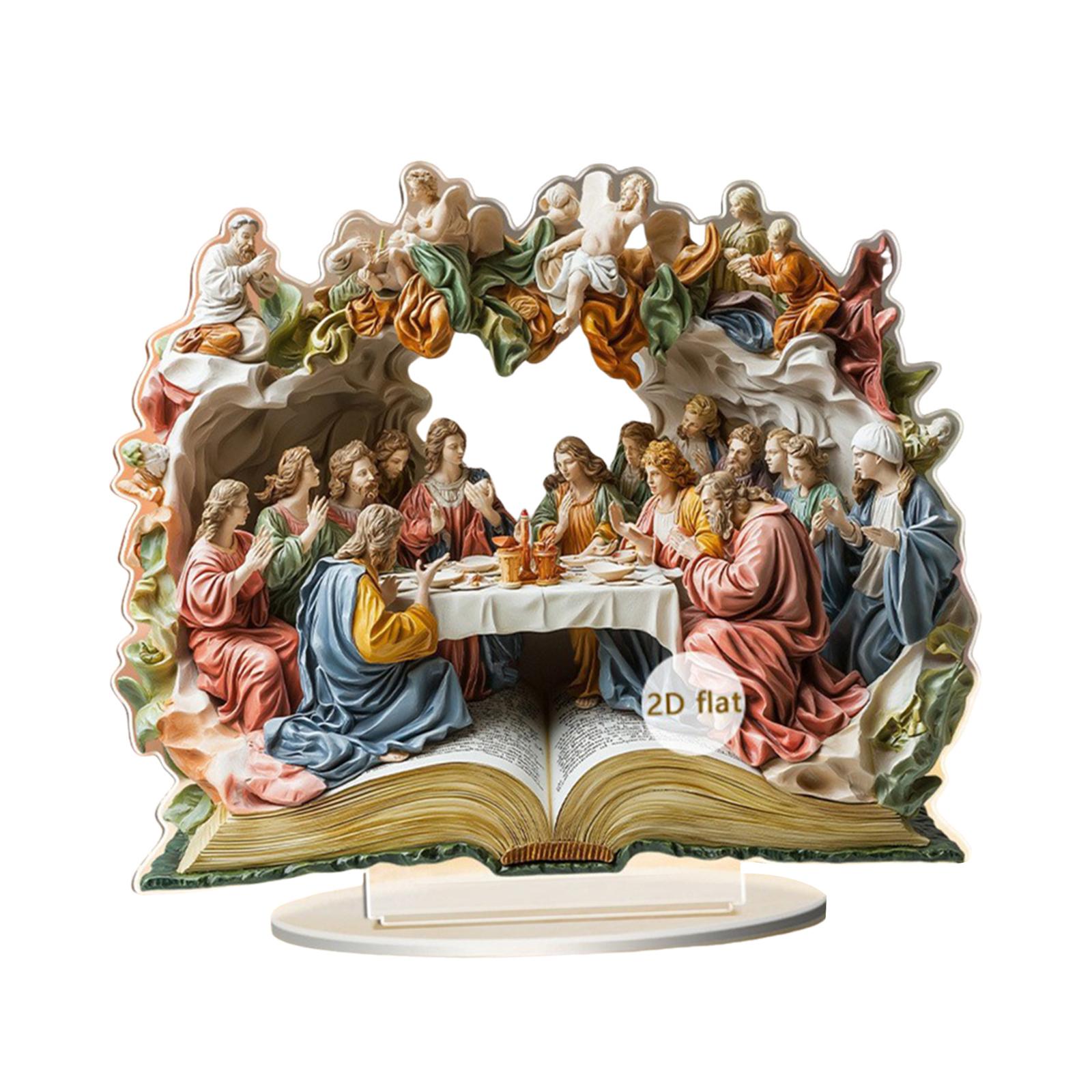 

The Last Supper Ornament with Base Stand Creative 2D Acrylic Sign Desktop Decoration for Living Room Centerpiece Indoor Cabinet