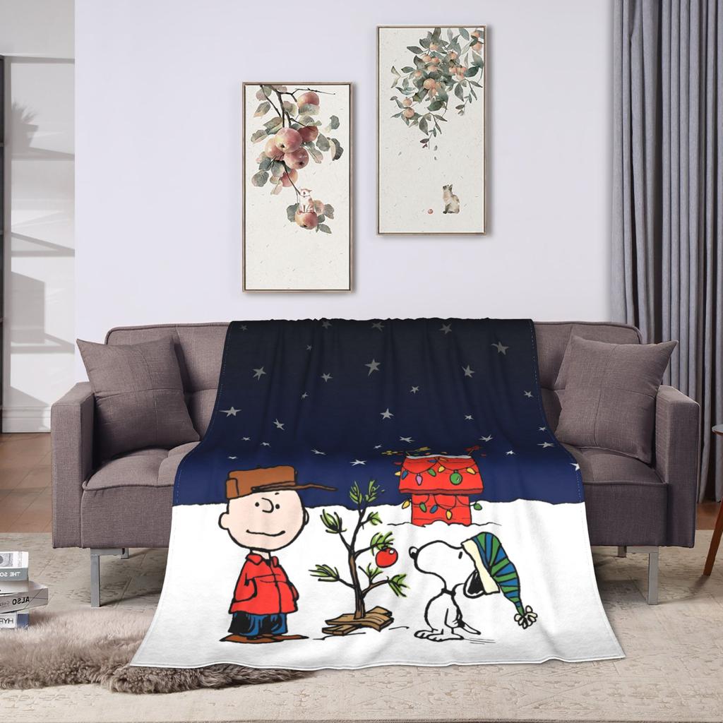 Cartoon Snoopy Merry Christmas Blankets Velvet Decoration Multifunction Soft Throw Blankets for Bedding Couch Quilt