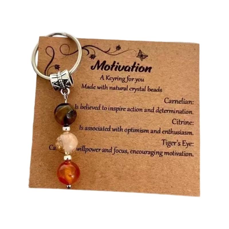 Sister Birthday Gift Set Agate Stone Keychain With Sentimental Message Card and Beaded Bracelet for Women
