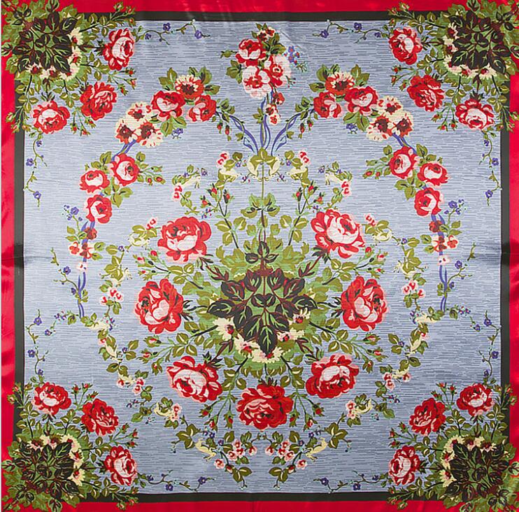 NEW 90*90cm Luxury Brand Women Silk Scarves Plaid Horse Square Scarves Spring Summer Shawls For Ladies