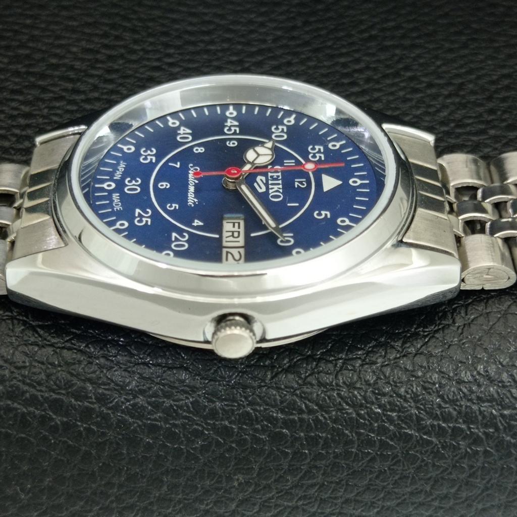 REFURBISHED SEIKO 5 AUTOMATIC 6309A JAPAN MENS VINTAGE BLUE DIAL WATCH a442329-1