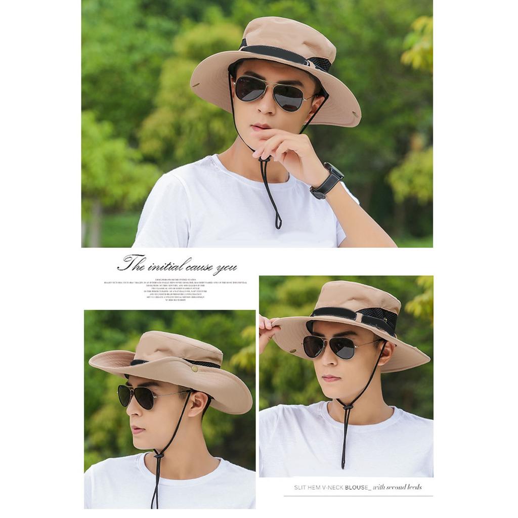 Men s Fisherman Hat   Outdoor Fishing Sunscreen Face Cover UV   Big Brim