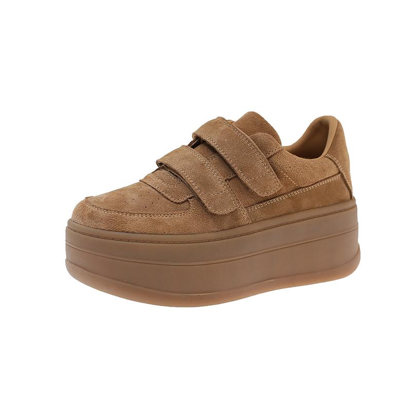

Leather thick-soled heightening velvet shoes women s winter new cowhide retro fashion board shoes casual women s shoes 40