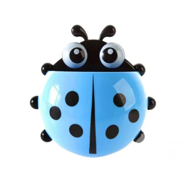 Ladybug Toothbrush Holder Cute Cartoon Animal Toothbrush Toothpaste Wall Suction Holders Rack for Kids Container Organizer