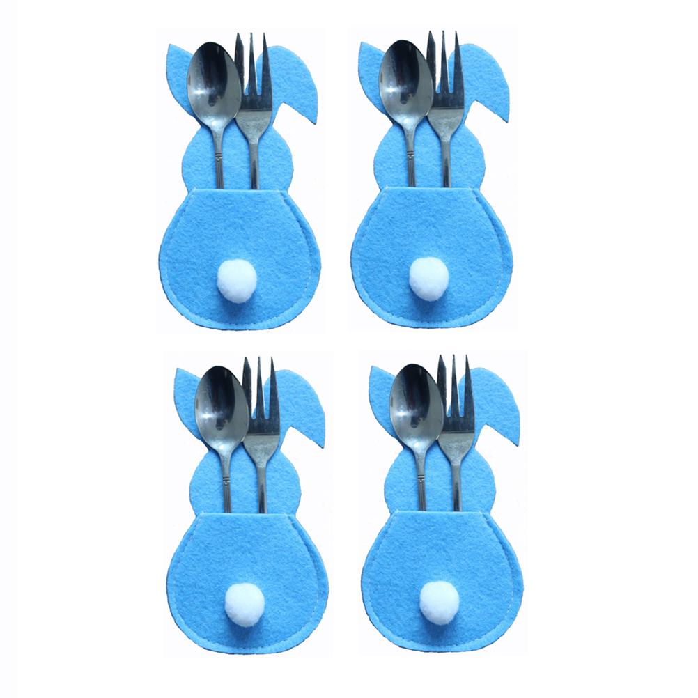 16Pcs Easter Bunny Cutlery Bags Rabbit Flatware Holder Tableware Utensil Storage Bags for Home
