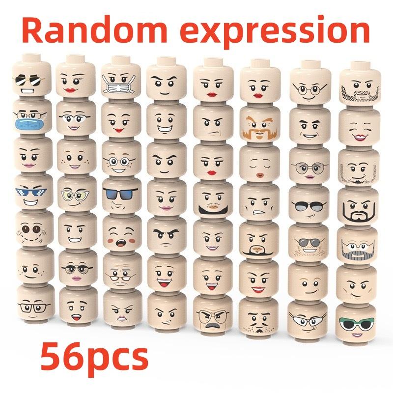 56pcs 3626 Head Expression Bricks Toys For Technical MOC Buildings Blocks DIY Gifts Compatible Mini Doll Small Particle Parts