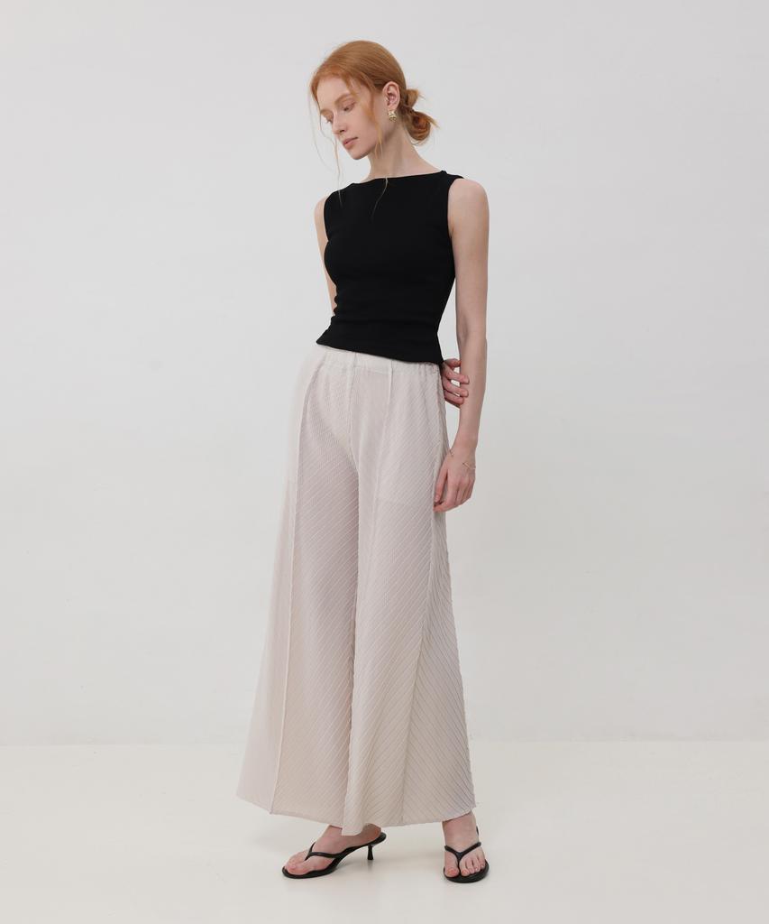 PLEATSMOOD Flow Pleats Wide Elastic Pants