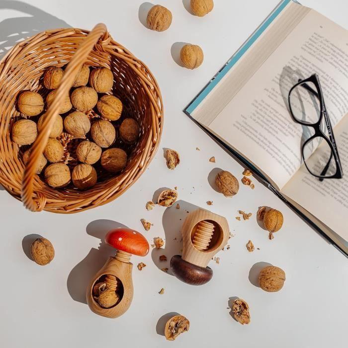 Casse-noix - Creative Home - Lot de 2 - Bois Naturel - 10 x 6 cm - Mécanisme à Vis