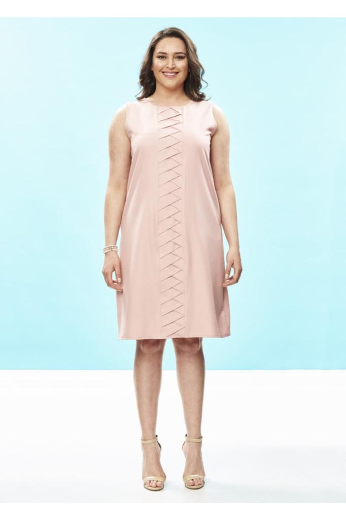 Women's Big Size Dress Pink Knitted Plus Size Dress