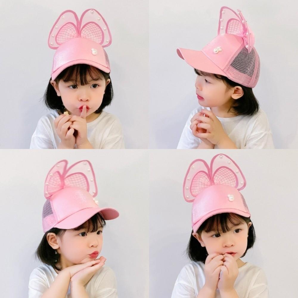 Mesh Breathable Kids Sun Hat Big Bowknot Children Peaked Caps Cute Girls Baseball Cap