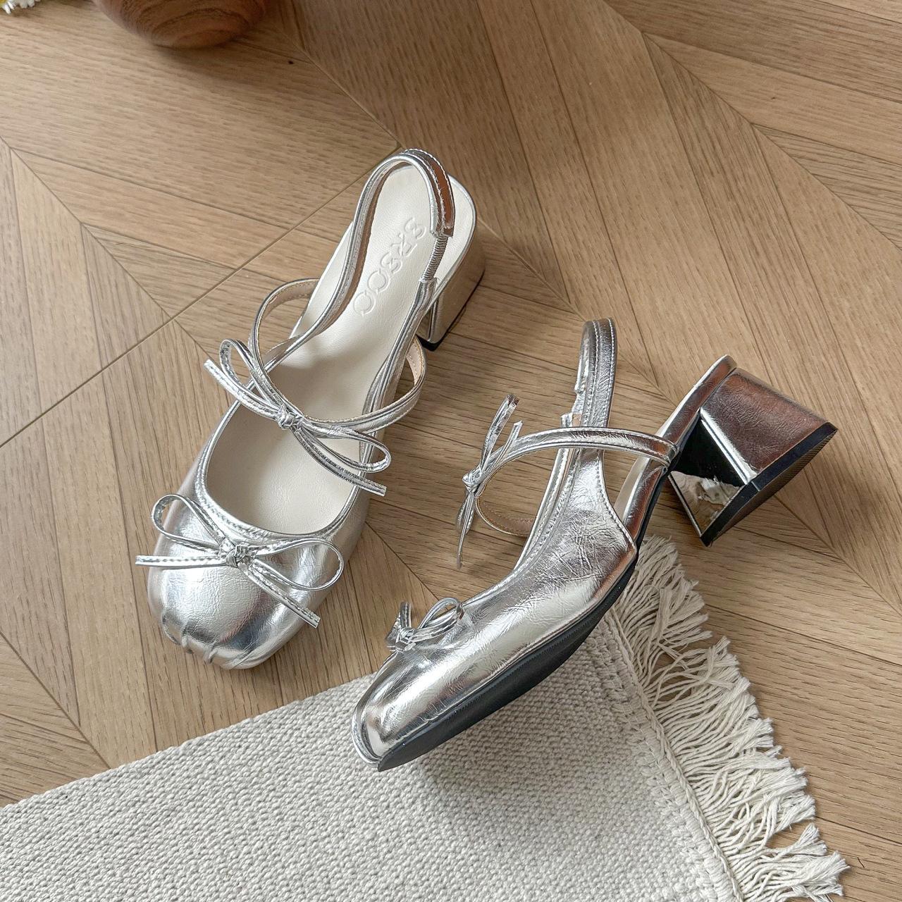 

Gentle sweet beans French temperament round head bow with Mary Jane shoes women s new light mouth thick heel single shoes 39