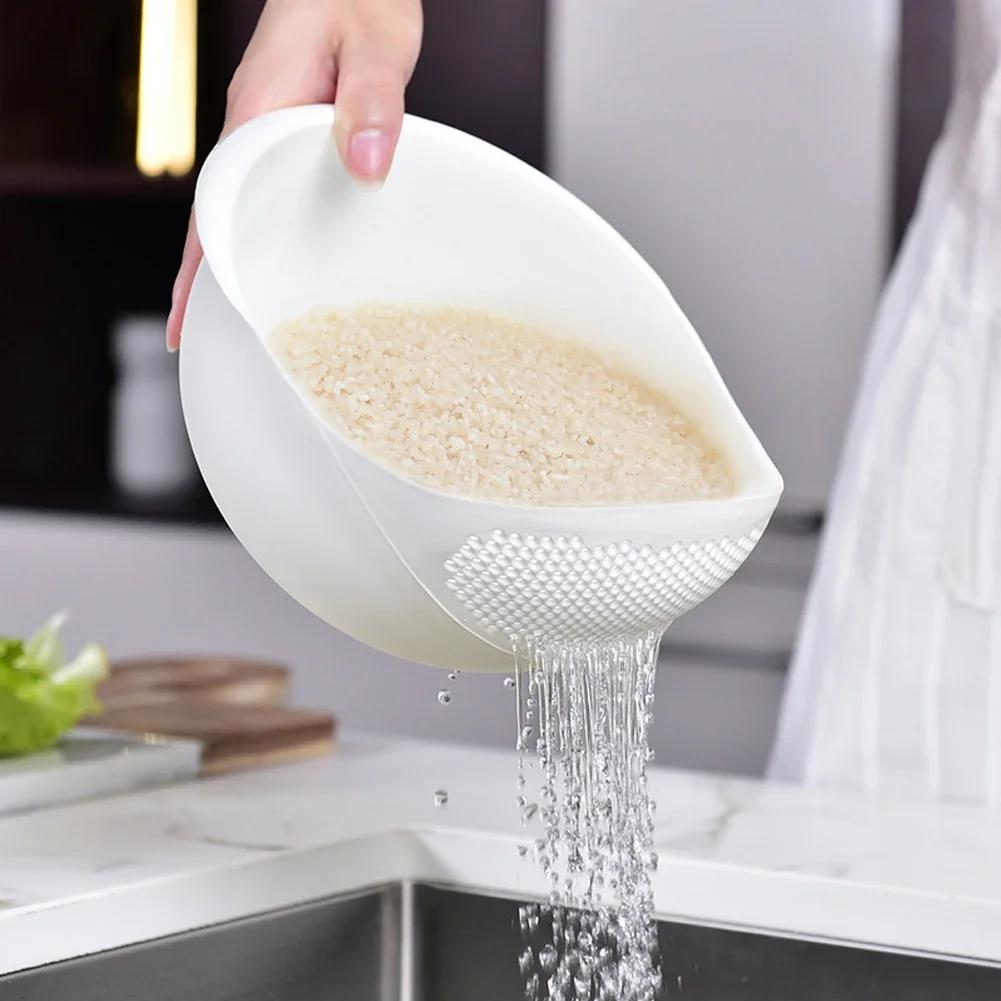 Rice Sieve Plastic Colander Kitchen Drain Basket with Handles Rice Bowl Strainer Strainer Basket Sink Drain Kitchen Tools