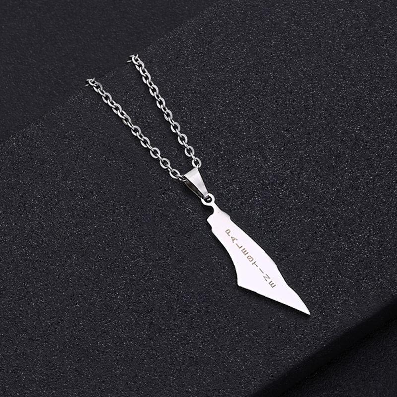 Κομψό Γεωμετρικό Κολιέ με Μενταγιόν Χάρτη από Ανοξείδωτο Ατσάλι Για Γυναίκες Ισραήλ και Παλαιστίνη