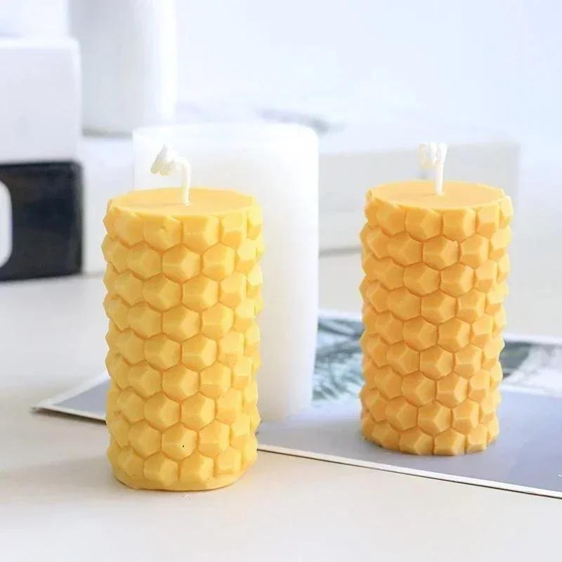 3D Vaxkaka Cylindrisk Form DIY Silikonform Handgjord Ljus Vänd Sockerkaka eller Tvål Aromaterapi Multifunktionellt Verktyg