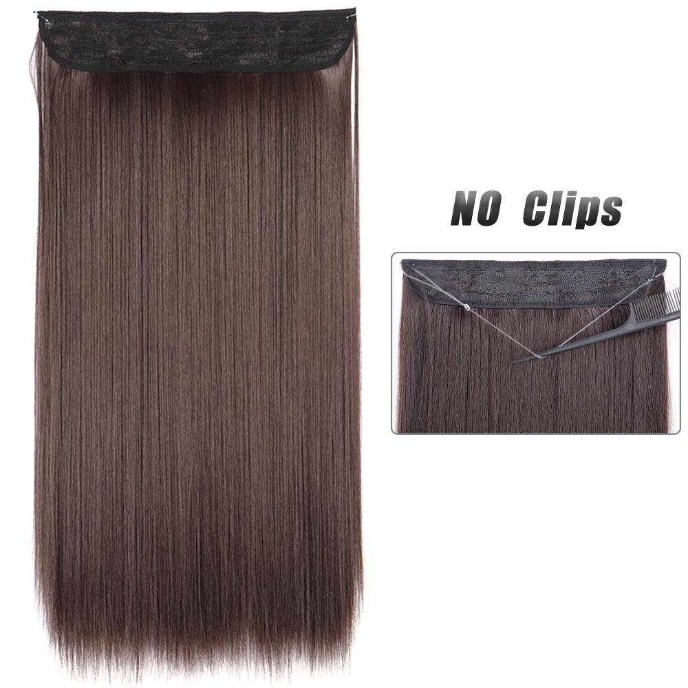 Women Fashion Long Straight Hair Extensions Synthetic Fiber Long Wavy Straight Invisible No Clips Hairpiece