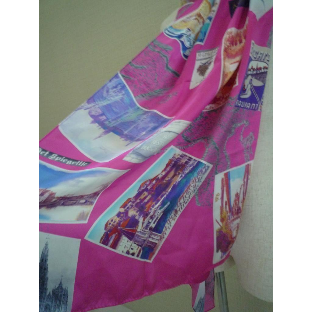 Used Beautiful Condition, MM Design Studio Collection Silk Scarf/stole, Pink X Ivory, Butterfly Pattern, 100% Silk, Made In Japan.