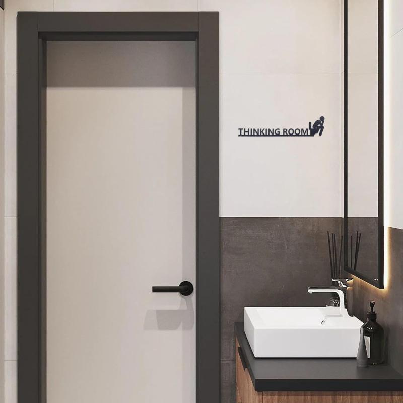 Fun Toilet Door Sign Metal Fun Bathroom Decoration Family Black Toilet Sign Fun Door Top Decoration Interesting Bathroom Sign Ho