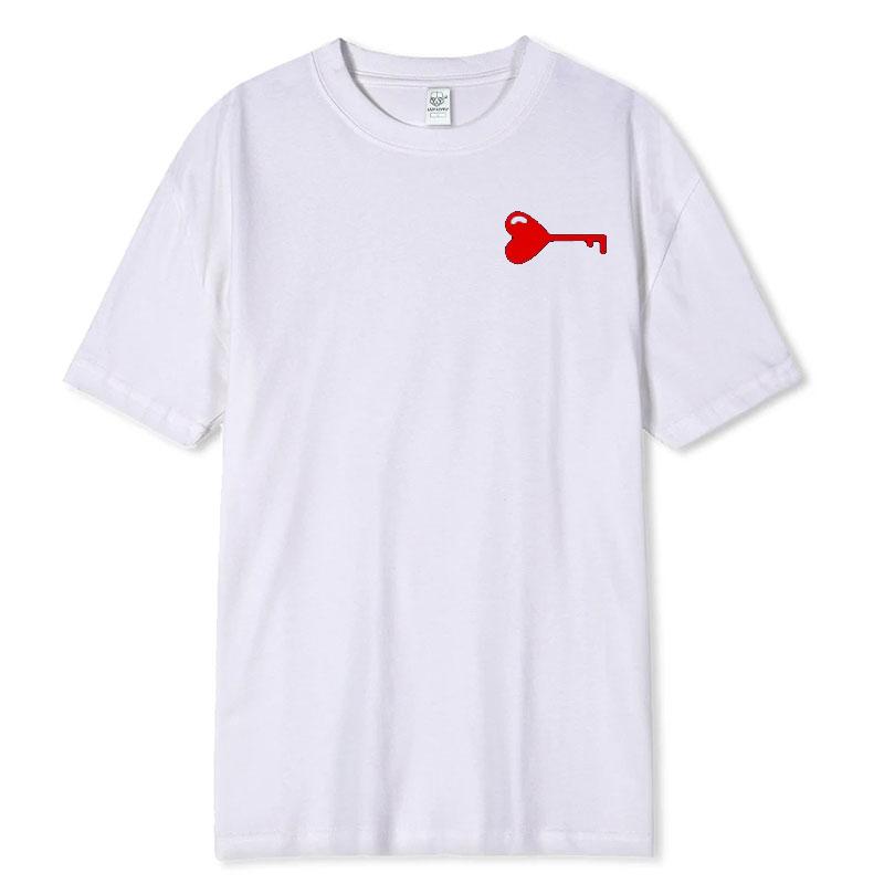 Lustige Herzschloss und Schlüssel passende Partnerhemden Hochzeits paar Valentinstagsgeschenk Valentinstag Liebe Unisex Erwachsene Baumwoll Tops