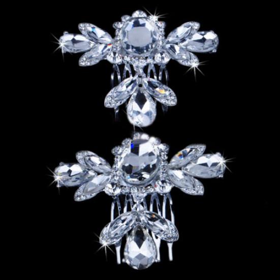 Women's Wedding Flower Rhinestone Faux Pearl Hair Clip Bridal Hair Comb Jewelry