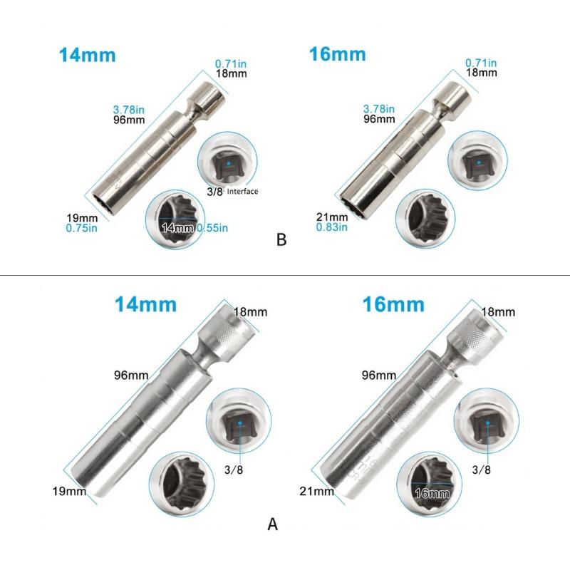 2pcs 360 Degree Swivels Magnetic Socket Removal Tool Car Accessories Spark Plugs Socket Set Thin Walled Spark Plugs Tool
