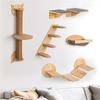 Wall Mounted Cat Climbing Shelves Cat House Cat Bridge Cat Hammock with Scratching Post and Pedals or Stairway for Kittens