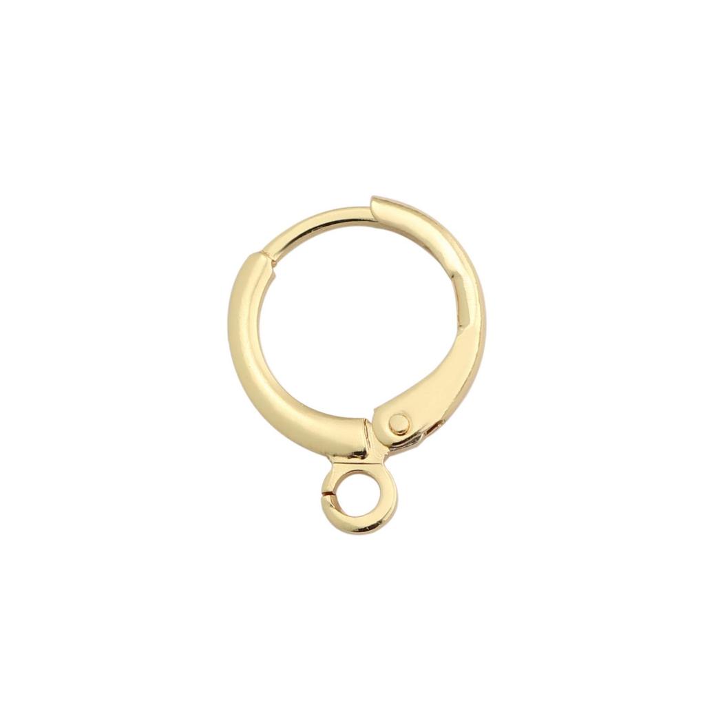 18k Gold Round Ear Clip with Hanging Loop Clasp - European Style DIY Earring Accessories
