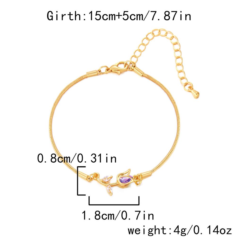 Fashion Elegant Crystal Tulip Flower Bracelets For Women Exquisite Sweet Colorful Floral Snake Chain Bracelet Wedding Jewelry