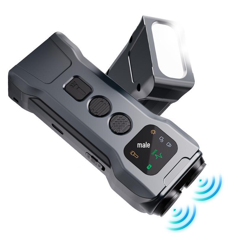 Ультразвуковой отпугиватель собак: Двухголовый дрессировщик для питомцев и стоппер от лая со световым и экранным дисплеем. чёрный