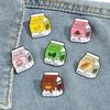 Creative milk box brooch fruit milk cute metal badge alloy dripping oil clothes bag