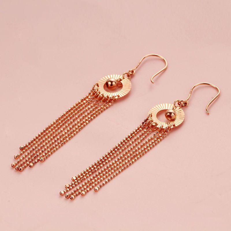 Фиолетовые серьги с бахромой, покрытые розовым золотом, модные, высококлассные, длинные серьги