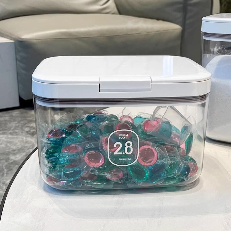 Laundry Pod Container, Laundry Pod Holder, Sealed And Automatic Pop-Up, Large Capacity Holds Laundry Pods For Laundry Room