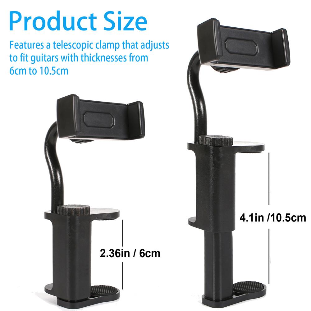 Guitar Phone Holder Hands-Free Adjustable Phone Support Multi-Purpose Thick Guitar Cellphone Mount for Drum Mobile Phone Bracket