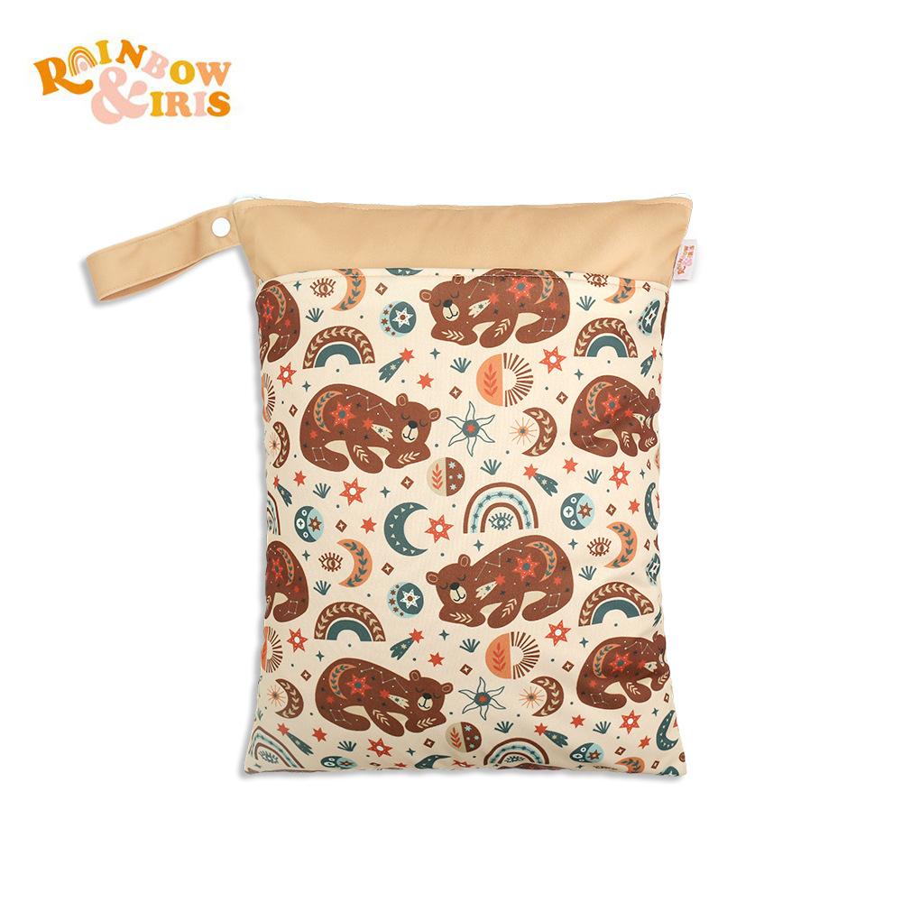 Waterproof Reusable Cloth Bag with Zipper Pocket and Handle - Fashionable Sun Burst Design, Suitable for Beaches, Swimming Pools, Gyms, Yoga