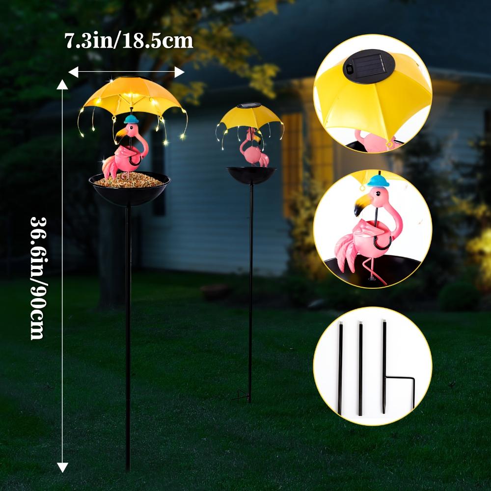 Outdoor Iron Waterproof Statue Light Simulation Animal Solar Light with Bee and Flamingo Frog and Hummingbird Feeder Function,for Garden Decoration
