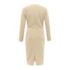 Ladies Fashion Long Sleeve V-neck Color Split Hip Packing Tight Dress