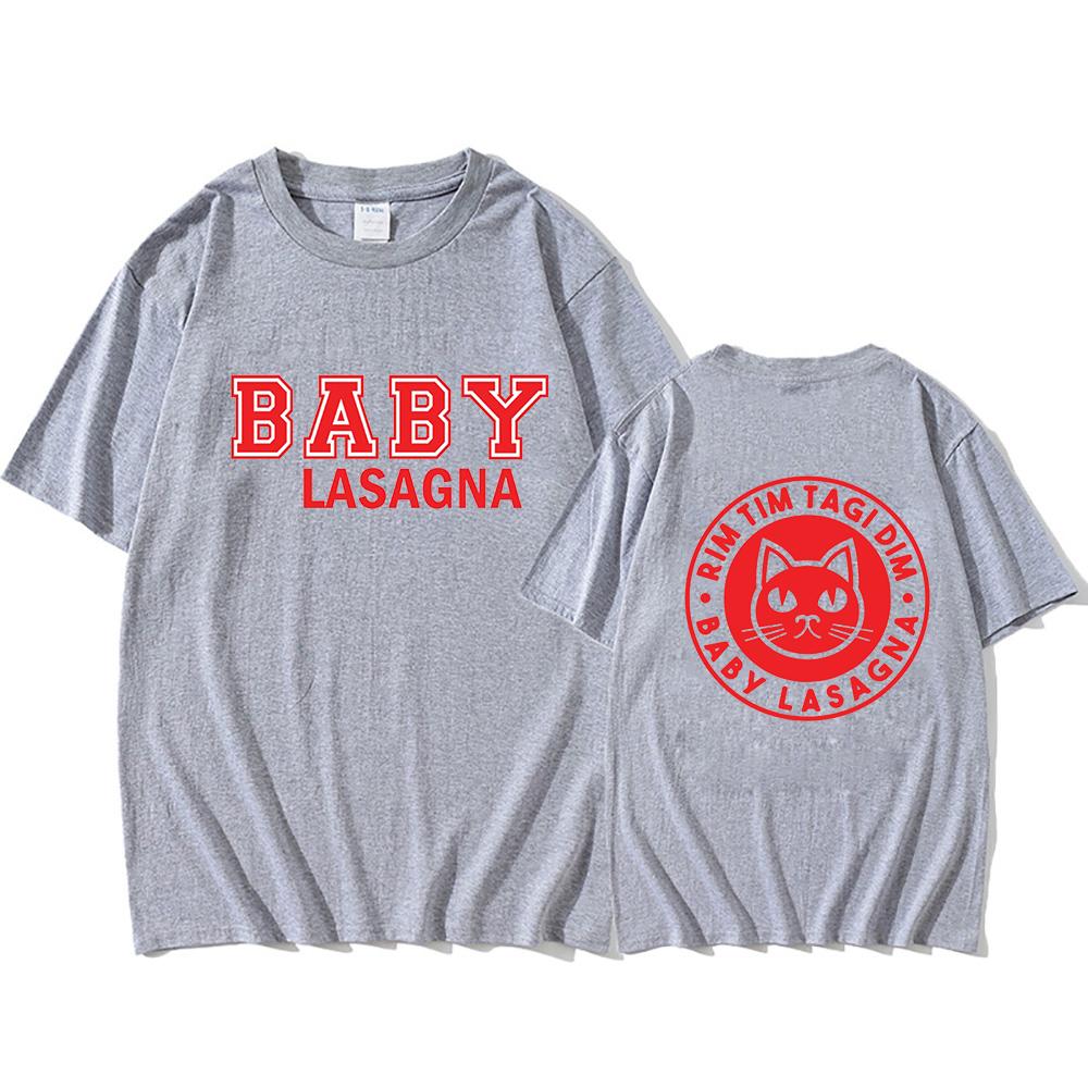 

Футболки с принтом Baby Lasagna Хлопок Мужские Женские Повседневная Футболка Мяу Кошка Пожалуйста Мяу Графика на Спине Футболки Camisas S