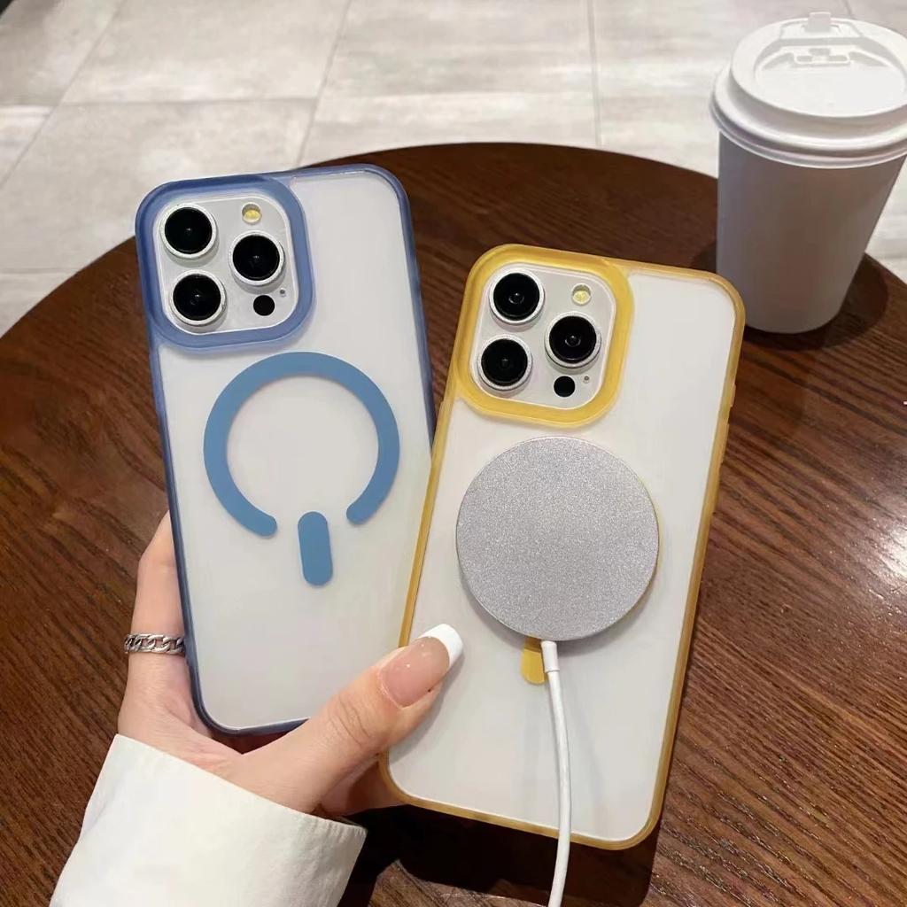 MatteTranslucent For Magsafe Magnetic Wireless Charge Case For iPhone 15 11 13 12 14 Pro Max Plus Jelly Bumper Shockproof Cover